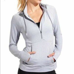 ATHLETA Grey Stripe Heavenly Hail Zip Jacket